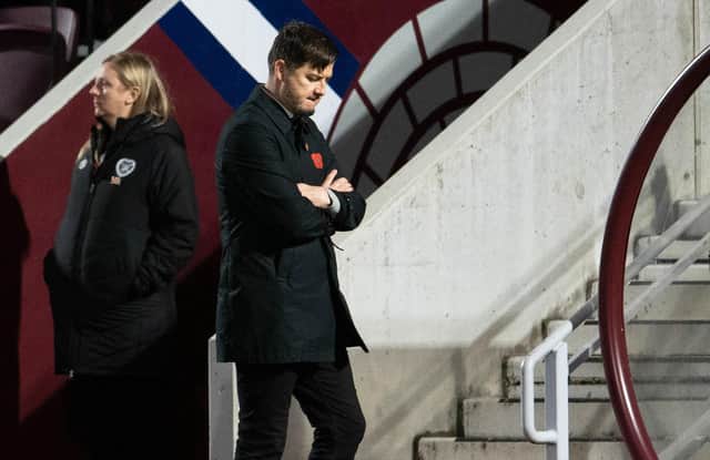Dundee United manager Tam Courts can't hide his dejection.
