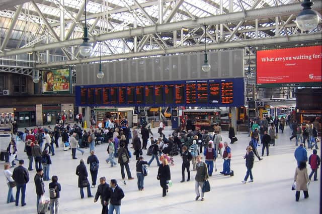 The woman was sexually assaulted while travelling on a busy train to Glasgow Central