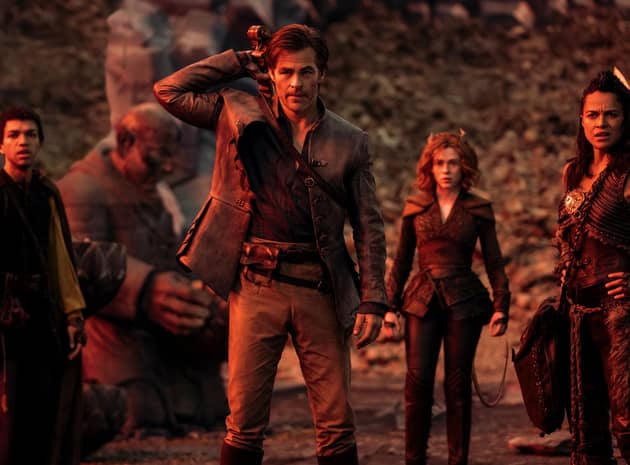 Dungeons & Dragons: Honor Among Thieves, was filmed in Northern Ireland. Justice Smith plays Simon, Chris Pine plays Edgin, Sophia Lillis plays Doric and Michelle Rodriguez plays Holga, above. Pic: PA Photo/Aidan Monaghan/Paramount Pictures/eOne.