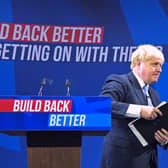 Prime Minister Boris Johnson delivers his keynote speech at the Conservative Party Conference in Manchester. Picture: PA