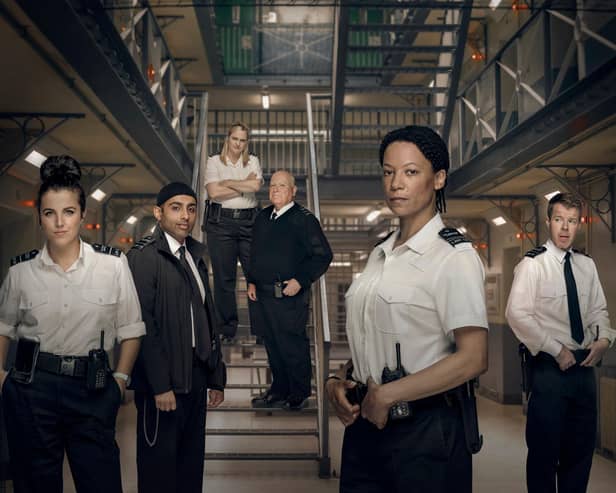 Screw stars Jamie-Lee O’Donnell, Faraz Ayub, Laura Checkley, Ron Donachie, Nina Sosanya and Stephen Wight. Picture: STV Studios/Channel 4