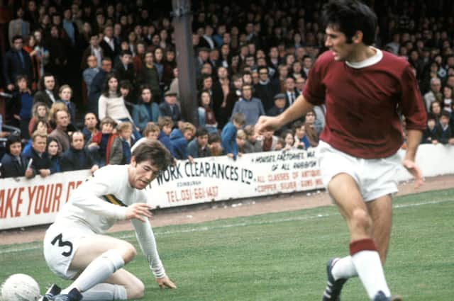 Donald Ford in action for Hearts against Motherwell.