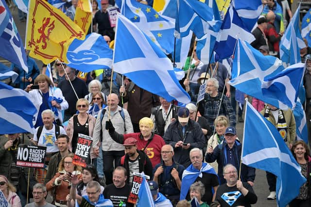 Alba Party leader Alex Salmond was speaking at a rally held by independence campaigners All Under One Banner. Picture: Getty Images