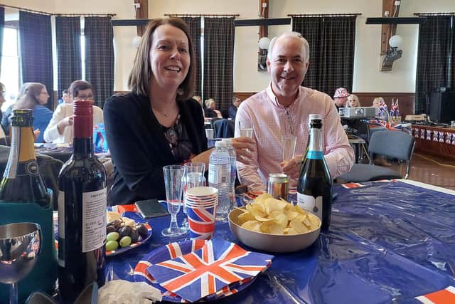 David Cobban, chairman of the Ballater Coronation Committee, with his wife Wendy at the town's Albert Hall where the coronation is being screened (pic: Katharine Hay)