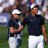 Adrian Meronk, pictured being congratulated by his Scottish caddie Stuart Beck, will not be returning to the scene of his DS Automobiles Italian Open win earlier in the year after missing out on a captain's pick for the 44th Ryder Cup at Marco Simone Golf Club in Rome. Picture: Naomi Baker/Getty Images.