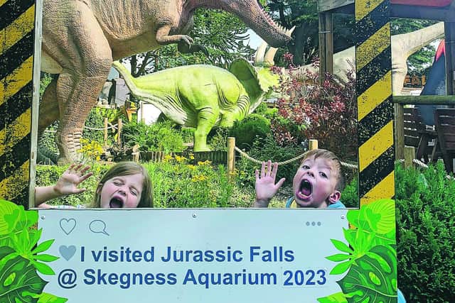 Skegness Aquarium has a new animatronic dinosaur park, which is a must for all dino fans like Sarah and Reuben. Pic: G Munro