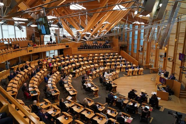 Scotland's First Minister Nicola Sturgeon during First Minster's Questions at the Scottish Parliament in Holyrood, Edinburgh