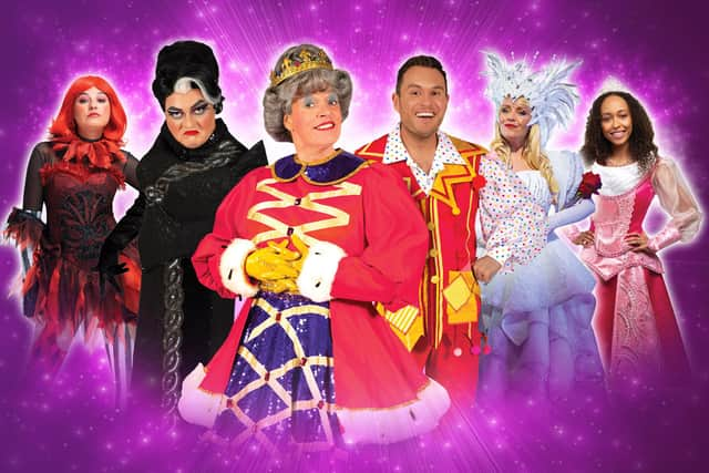 Clare Gray (far left) with the cast of the 2021/22 Edinburgh King's panto, Sleeping Beauty