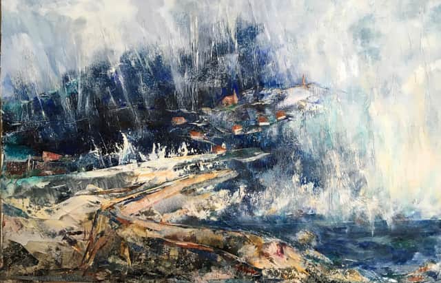 Stormy weather by Annie Broadley is a painting of oil and mixed media on board