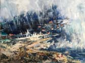 Stormy weather by Annie Broadley is a painting of oil and mixed media on board
