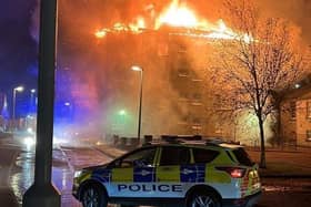 The fire took hold in the top floor of the flats (Pic: Fife Jammer Locations)