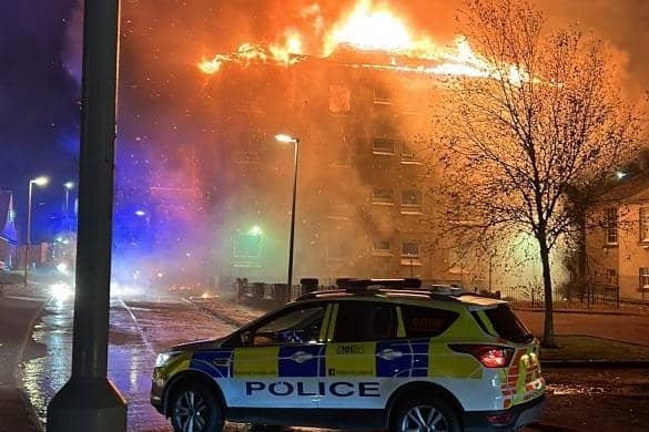 The fire took hold in the top floor of the flats (Pic: Fife Jammer Locations)