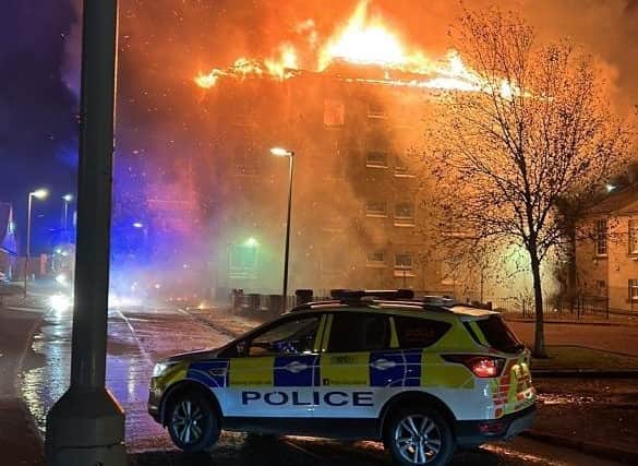 The fire took hold in the top floor of the flats (Pic: Fife Jammer Locations)