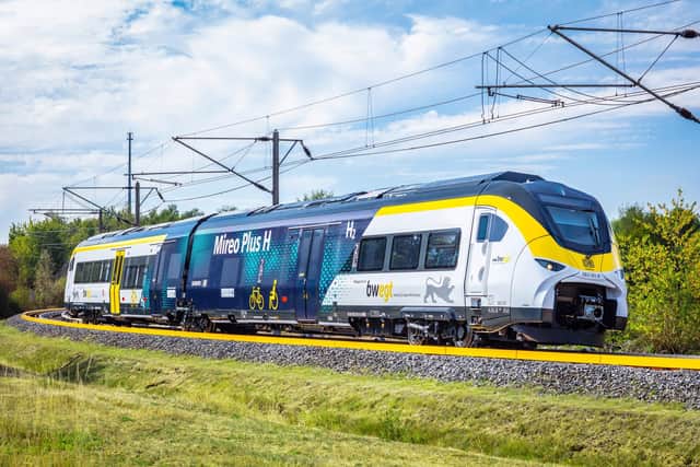 A Mireo Plus H hydrogen train on Siemens Mobility's test track near Dusseldorf. Picture: Siemens Mobility