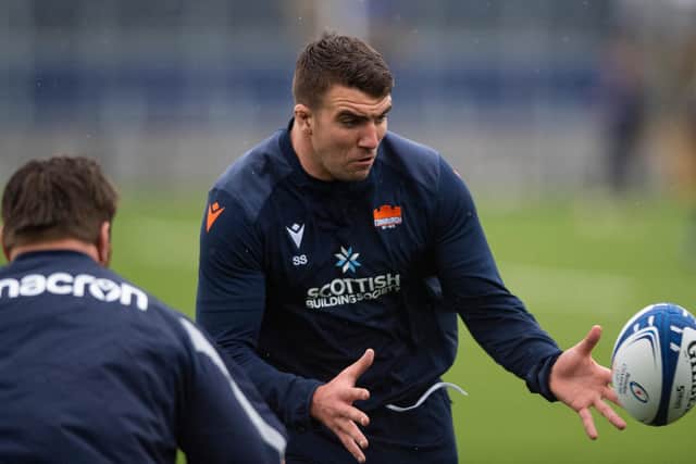 Sam Skinner during an Edinburgh Rugby training session at the DAM Health Stadium ahead of the trip to France. (Photo by Mark Scates / SNS Group)