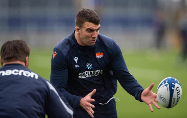 Sam Skinner during an Edinburgh Rugby training session at the DAM Health Stadium ahead of the trip to France. (Photo by Mark Scates / SNS Group)