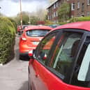 Pavement parking on a Glasgow street.