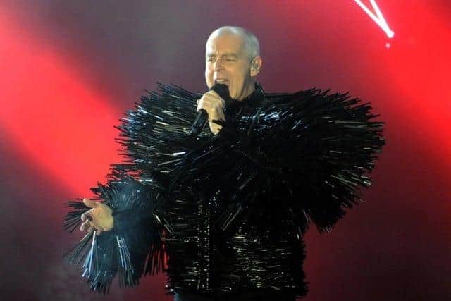 Pet Shop Boys star Neil Tennant performing at Edinburgh's Hogmanay celebrations in 2013-14.