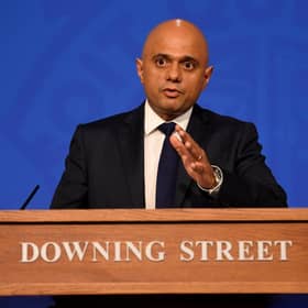 Health Secretary Sajid Javid during a media briefing in Downing Street, London, on coronavirus (Covid-19). Picture date: Tuesday October 19, 2021.