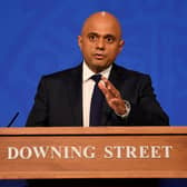 Health Secretary Sajid Javid during a media briefing in Downing Street, London, on coronavirus (Covid-19). Picture date: Tuesday October 19, 2021.