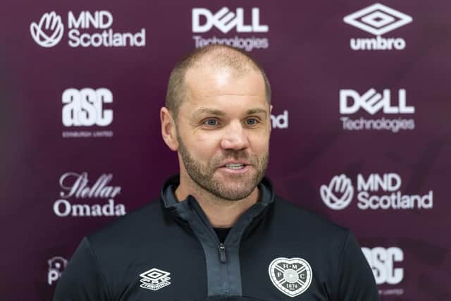 Hearts manager Robbie Neilson addresses the Tynecastle graffiti ahead of the visit of St Mirren. (Photo by Mark Scates / SNS Group)