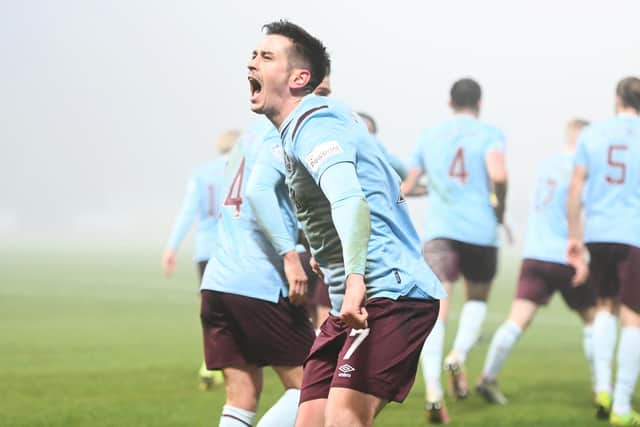 Jamie Walker celebrates his goal against Dundee at Dens Park.