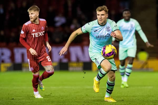Chris Cadden in action for Hibs durng the 4-1 defeat to Aberdeen at Pittodrie on Friday. (Photo by Ross Parker / SNS Group)