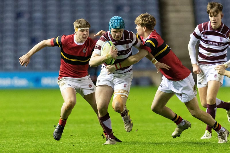 George Watson's in action during the Scottish Schools U-18 Cup Final against Stewart's Melville College at Murrayfield.