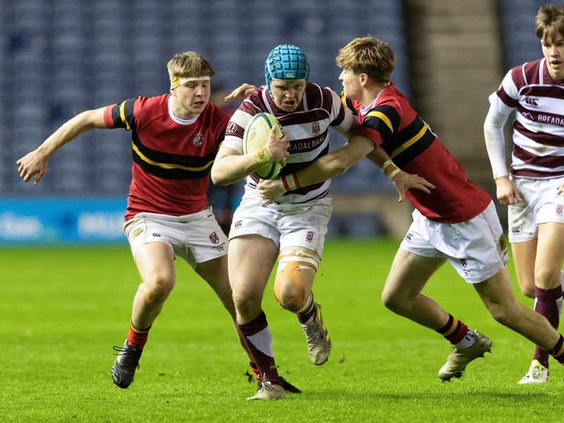 George Watson's in action during the Scottish Schools U-18 Cup Final against Stewart's Melville College at Murrayfield.