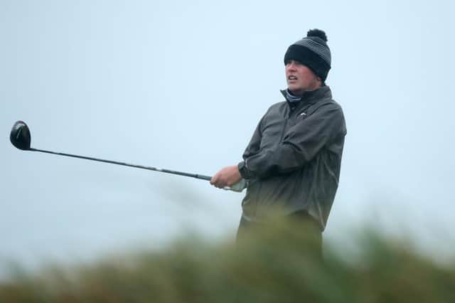 Bob MacIntyre tees off on the 17th at Kingsbarns Golf Links on day two of the Alfred Dunhill Links Championship. Picture: Jan Kruger/Getty Images.