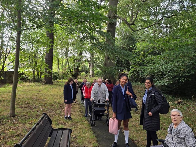 Children from St George’s School and residents from HC-One Scotland’s Murrayfield House Care Home taking a walk