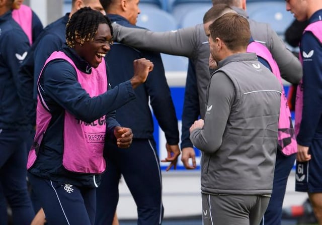Rangers Calvin Bassey and Steven Gerrard during a Rangers training session at Ibrox. (Photo by Alan Harvey / SNS Group)