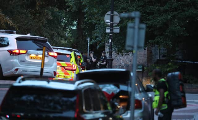 Police at Forbury Gardens in Reading town centre