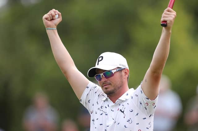 Ewen Ferguson celebrates his success in Northern Ireland.