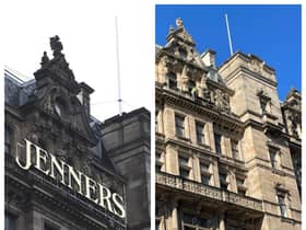 Left, the classic Jenners signage; and right, how it looks after the removal started. Credit Angela Smith.