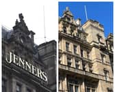 Left, the classic Jenners signage; and right, how it looks after the removal started. Credit Angela Smith.