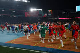 Participants take part in the opening ceremony of the Australia and New Zealand 2023 Women's World Cup ahead of the Group A football match between New Zealand and Norway at Eden Park in Auckland.