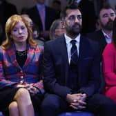 Ash Regan, left, Humza Yousaf and Kate Forbes pictured awaiting the results of the SNP leadership vote at Murrayfield in March 2023 (Picture: Jeff J Mitchell/Getty Images)