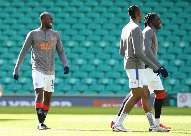 Rangers player Glen Kamara during the warm up before the Ladbrokes Scottish Premiership match between Celtic and Rangers at Celtic Park on March 21, 2021 in Glasgow, Scotland. (Photo by Ian MacNicol/Getty Images)