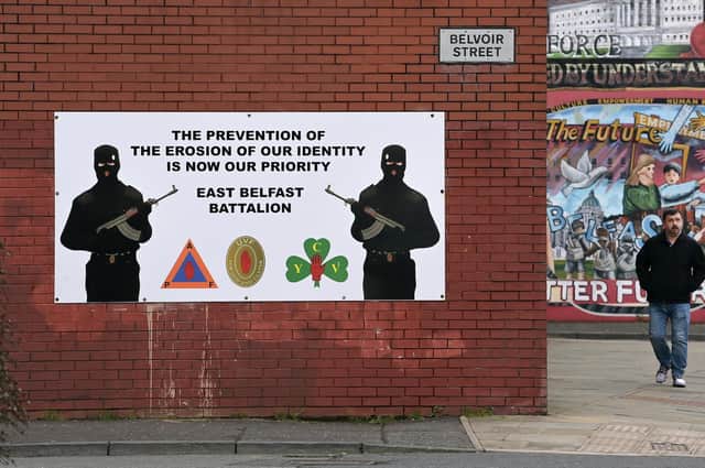A Loyalist paramilitary mural pictured in Belfast in January (Picture: Charles McQuillan/Getty Images)