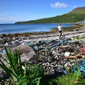 Litter surveys at Camasunary found more than 1,000 individual pieces of rubbish in each square metre of the beach – much of it discarded fishing nets and synthetic ropes. Picture: Loughborough University