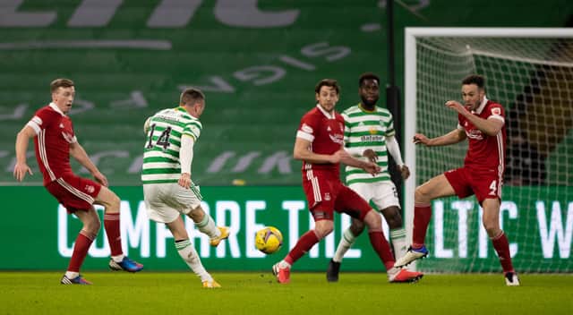 David Turnbull scores his seventh goal in Celtic colours to provide the winner in his club's midweek 1-0 win over Aberdeen, and will secretly hope to more than break double figures for his debut season at Parkhead. (Photo by Craig Williamson/ SNS Group)