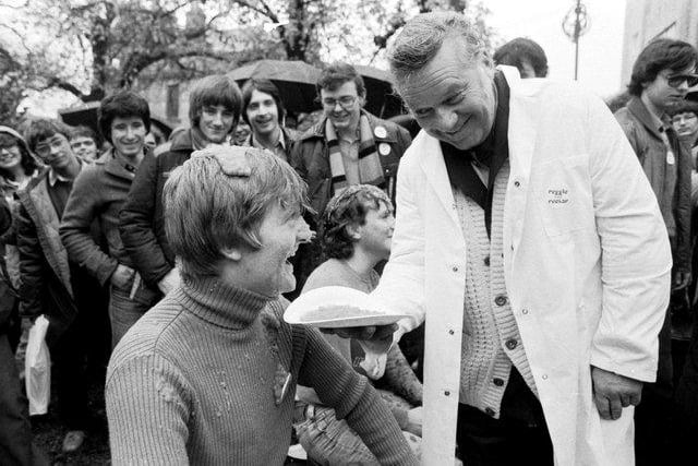 Future leader of the Liberal Democrat party, Charles Kennedy was president of the Glasgow University Student Union when broadcaster Reginald Bosinquet (right) conducted his campaign to become rector in October 1980.