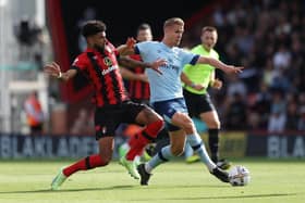Kristoffer Ajer in action for Brentford.
