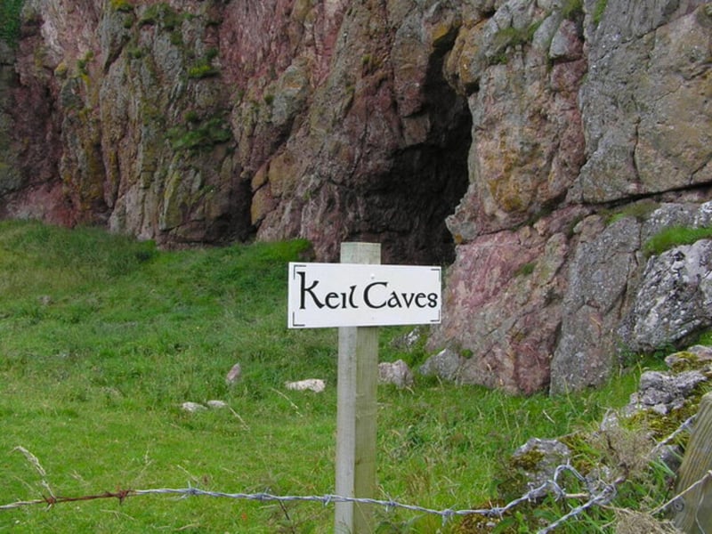Close to Southend village on the southern end of Kintyre you can find the mysterious Keil Caves. Broadly, the area is famous for beautiful beaches, fine walks and historical attractions, and this location combines all three. The caves or “St Columba’s footprints” are said to be the site where the saint landed in Scotland in 563. Saint Columba was an Irish abbot and missionary who is credited with spreading Christianity in Scotland which endures to this very day.