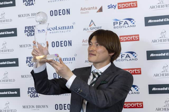 Kyogo Furuhashi won the PFA Scotland Premiership Player of the Year award for his Celtic exploits. Picture: Jeff Holmes / JSHPIX