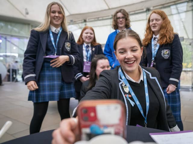 Pupils from Earlston High School, and Perth and Dollar academies, taking part in Powering Futures training. Picture: Jamie Simpson.