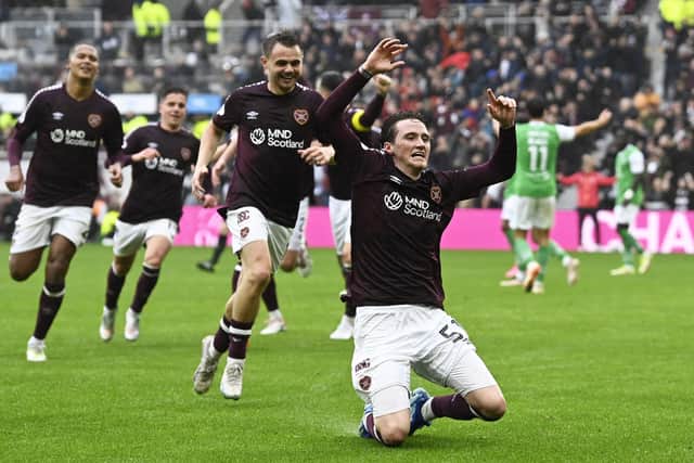 Alex Lowry was instrumental for Hearts as they bossed proceedings for 60 minutes.