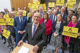 John Swinney launched his SNP leadership bid at the Grassmarket Community Project in Edinburgh (Picture: Jane Barlow/PA Wire)