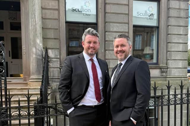 Scullion LAW's Head of Road Traffic and Criminal Law Kris Buchanan and  Solicitor Advocate Darren Fleming (L-R)